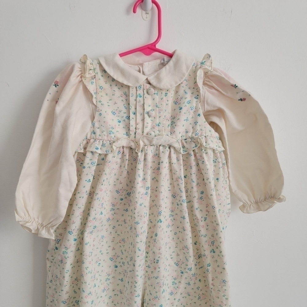 Vintage Rosey Kids 2 piece overalls and top 2T floral - Picture 11 of 12